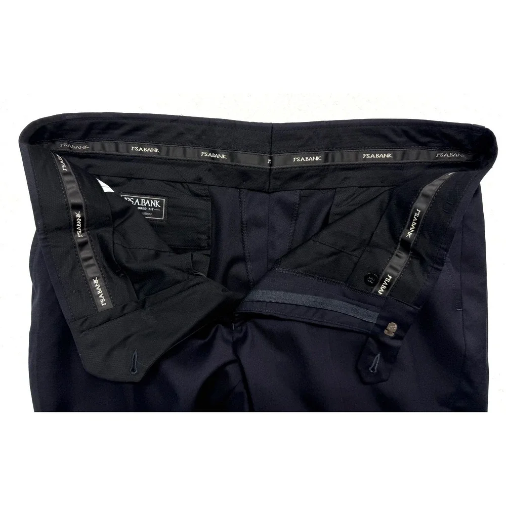 NEW Jos A Bank 35R Black Dress Suit Pants Trousers‎ Tailored Fit Flat Front Wool
